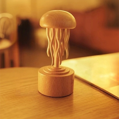 Handcrafted Mechanical Rotating Wooden Jellyfish-demo-2